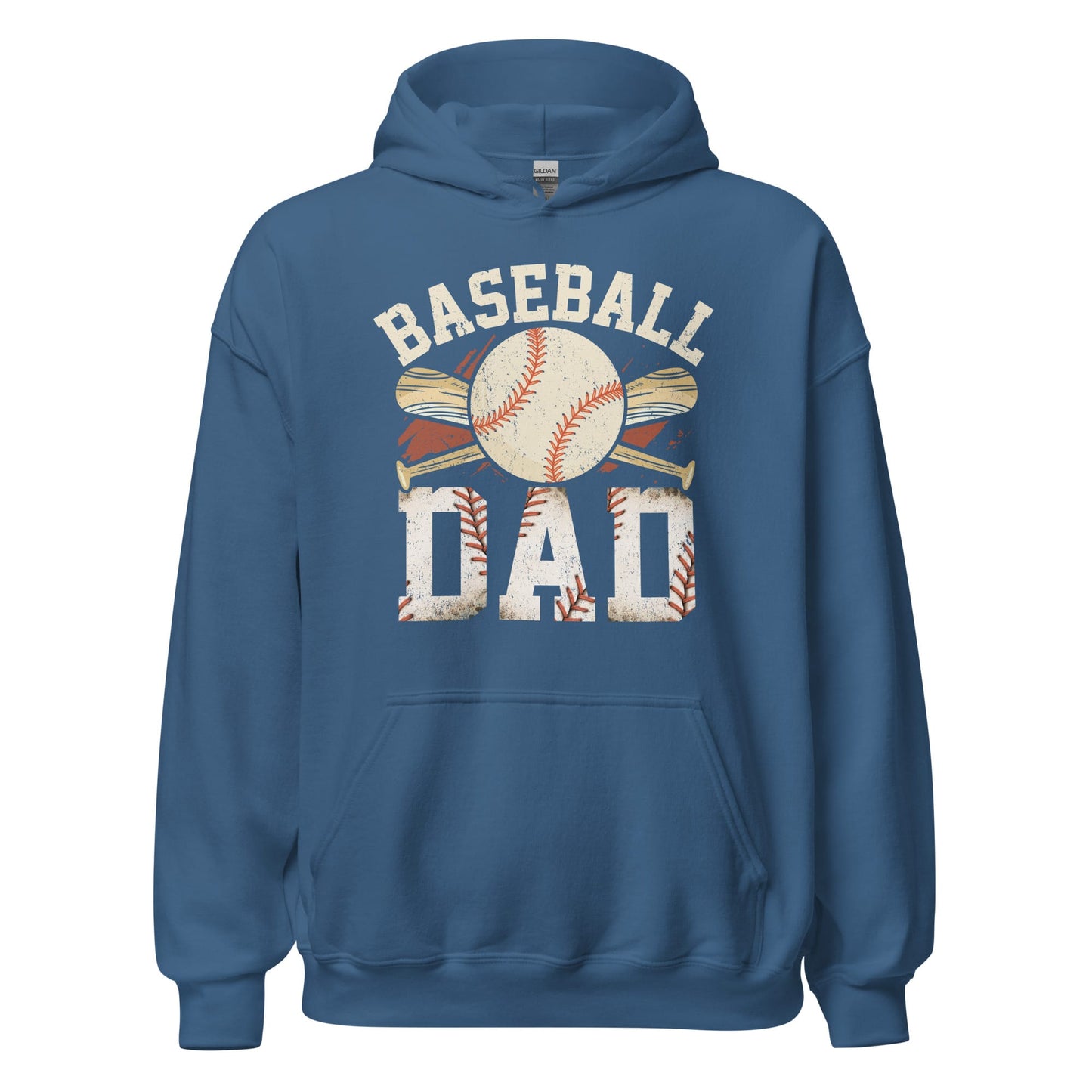 Baseball Dad Hoodie | Baseball Dad Graphic Hooded Sweatshirt Indigo Blue / S Spirit Gear Collective Hoodie