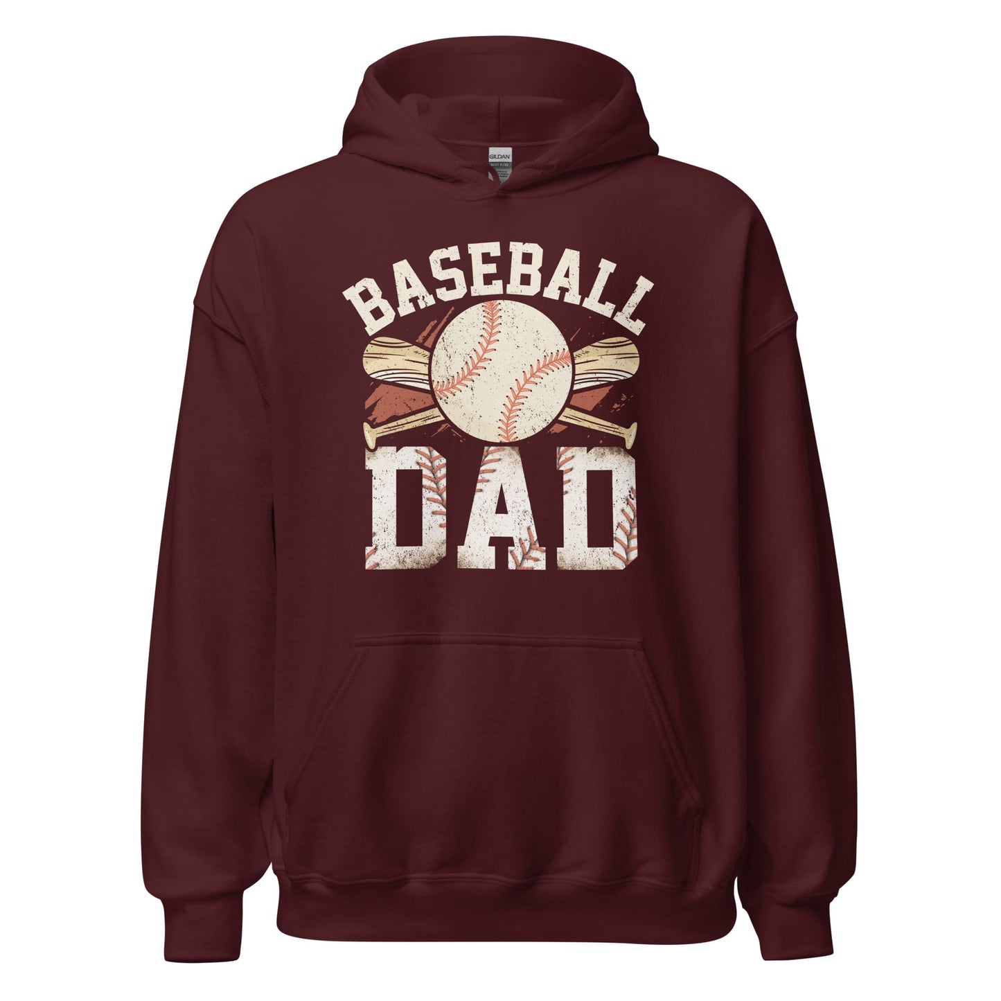 Baseball Dad Hoodie | Baseball Dad Graphic Hooded Sweatshirt Maroon / S Spirit Gear Collective Hoodie
