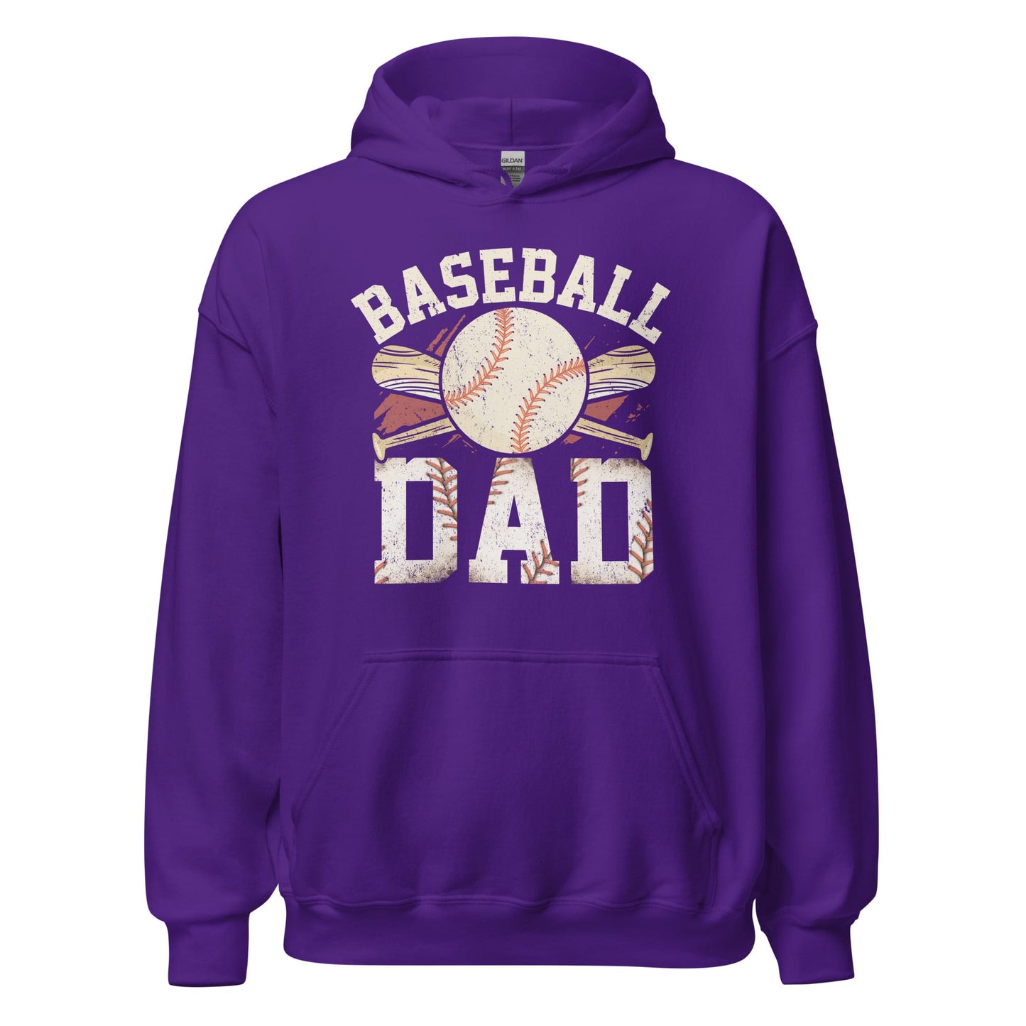 Baseball Dad Hoodie | Baseball Dad Graphic Hooded Sweatshirt Purple / S Spirit Gear Collective Hoodie