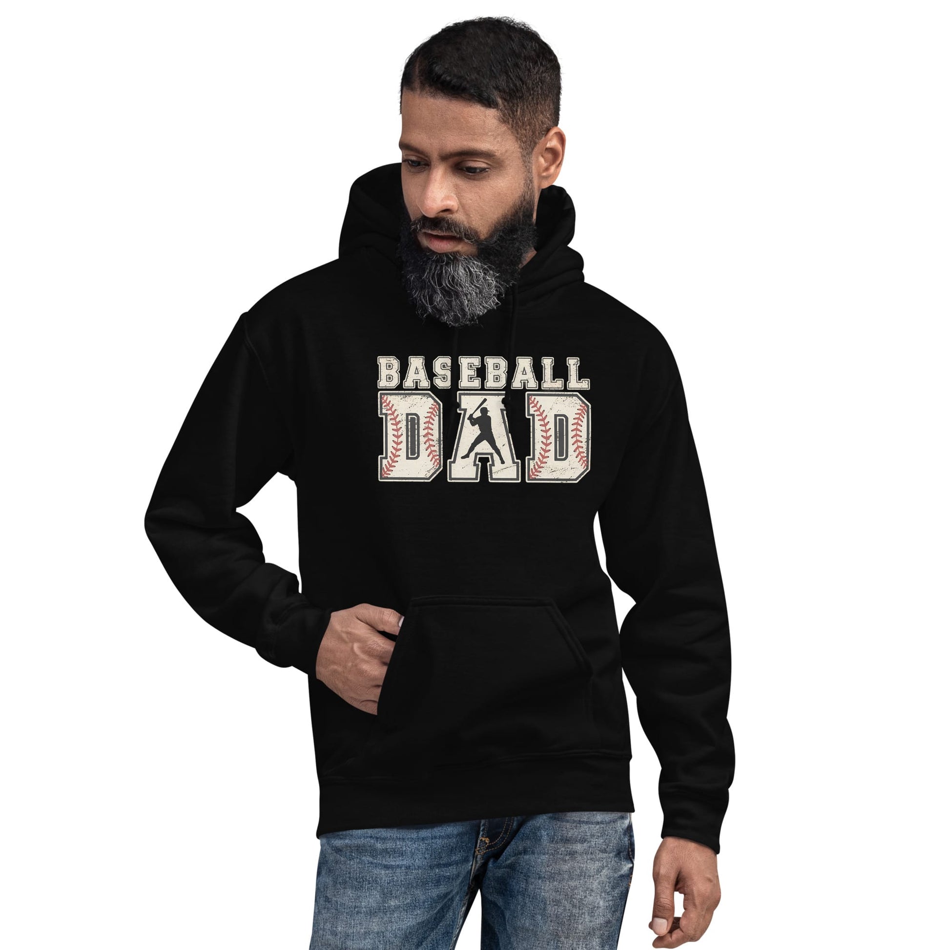 Baseball Dad Hoodie | Distressed Lettering Baseball Sweatshirt Spirit Gear Collective Hoodie