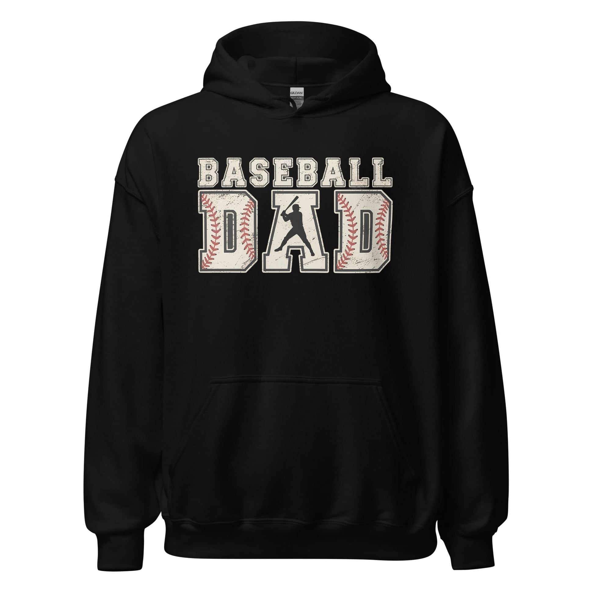 Baseball Dad Hoodie | Distressed Lettering Baseball Sweatshirt Black / S Spirit Gear Collective Hoodie