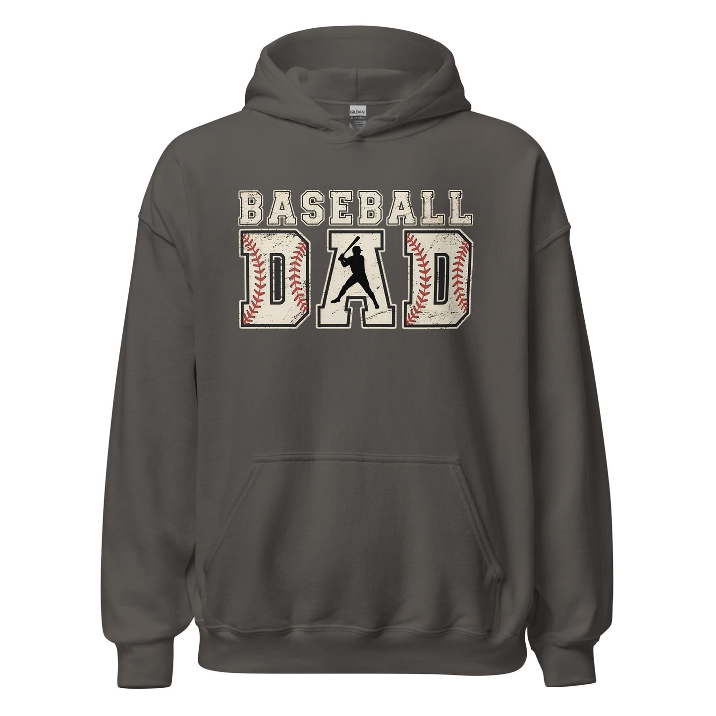 Baseball Dad Hoodie | Distressed Lettering Baseball Sweatshirt Charcoal / S Spirit Gear Collective Hoodie