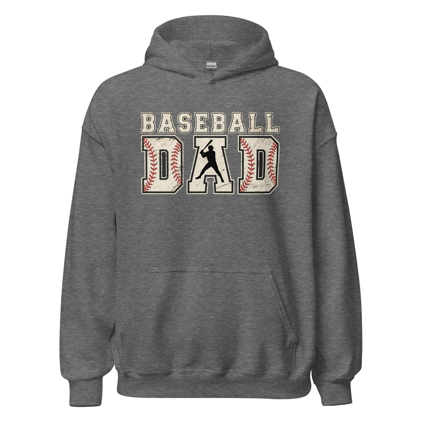 Baseball Dad Hoodie | Distressed Lettering Baseball Sweatshirt Graphite Heather / S Spirit Gear Collective Hoodie