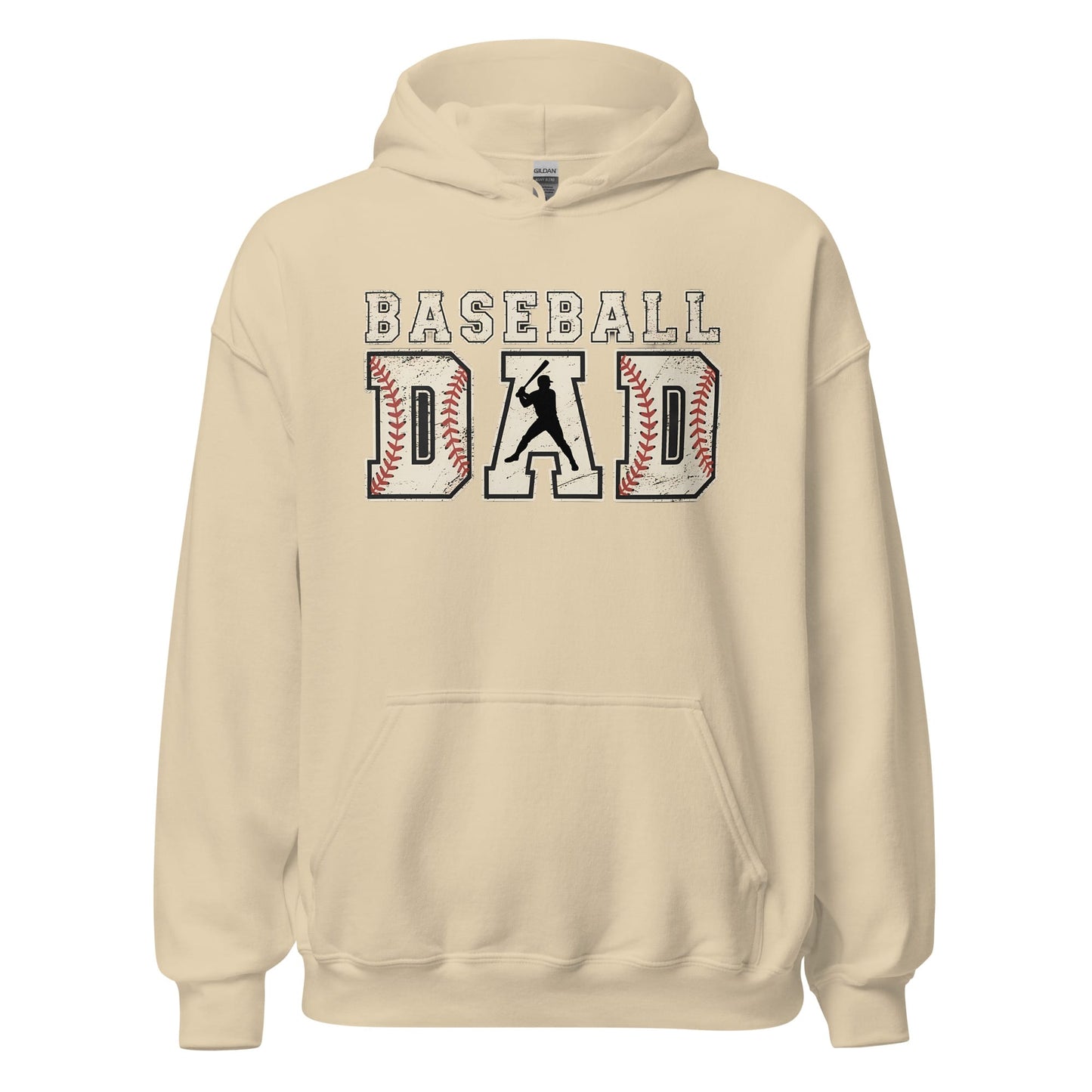 Baseball Dad Hoodie | Distressed Lettering Baseball Sweatshirt Sand / S Spirit Gear Collective Hoodie