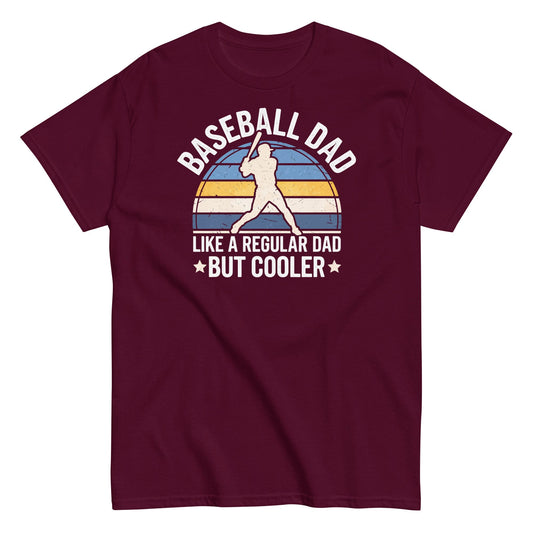 Baseball Dad “Like a Regular Dad But Cooler” T-Shirt – Vintage Sunset Graphic Tee Maroon / S Spirit Gear Collective T-Shirt