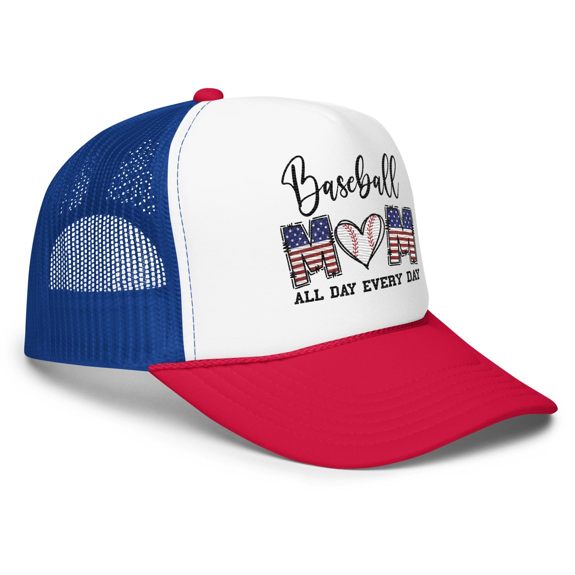 Baseball Mom - All Day Everyday - Embroidered Hat - Foam Trucker Hat Spirit Gear Collective Hat