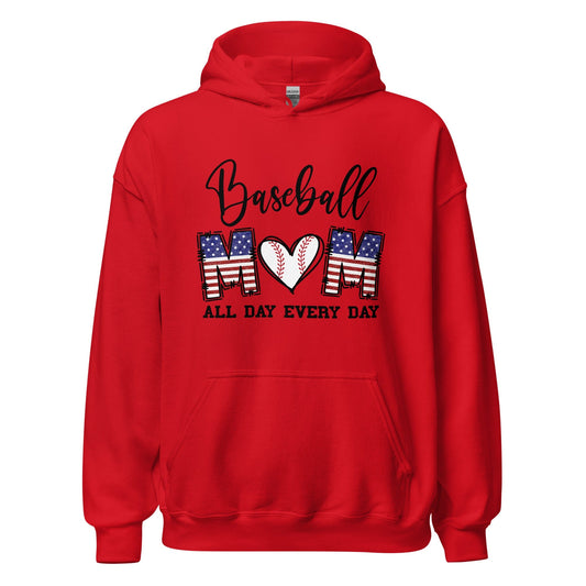 Baseball Mom All Day Everyday Hoodie Red / S Spirit Gear Collective Hoodie