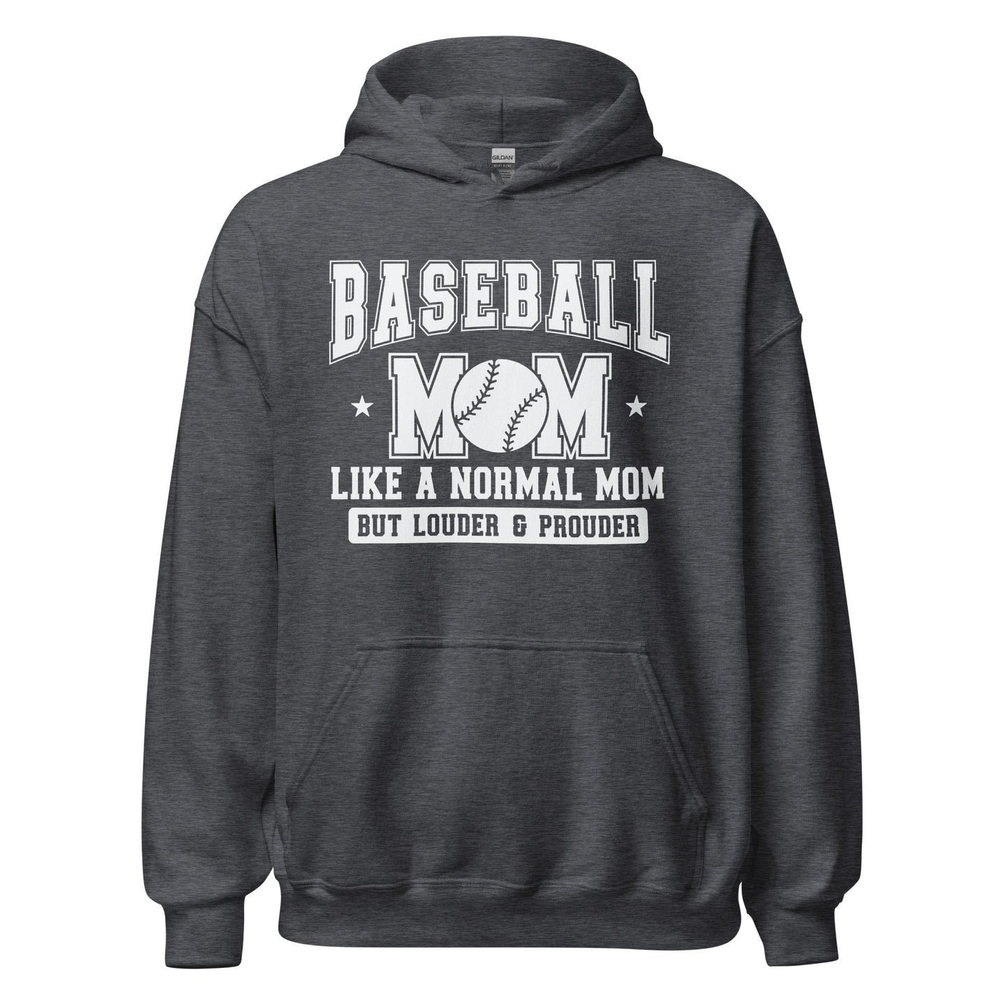 Baseball Mom Hoodie Like a Normal Mom But Louder and Prouder Dark Heather / S Spirit Gear Collective Hoodie