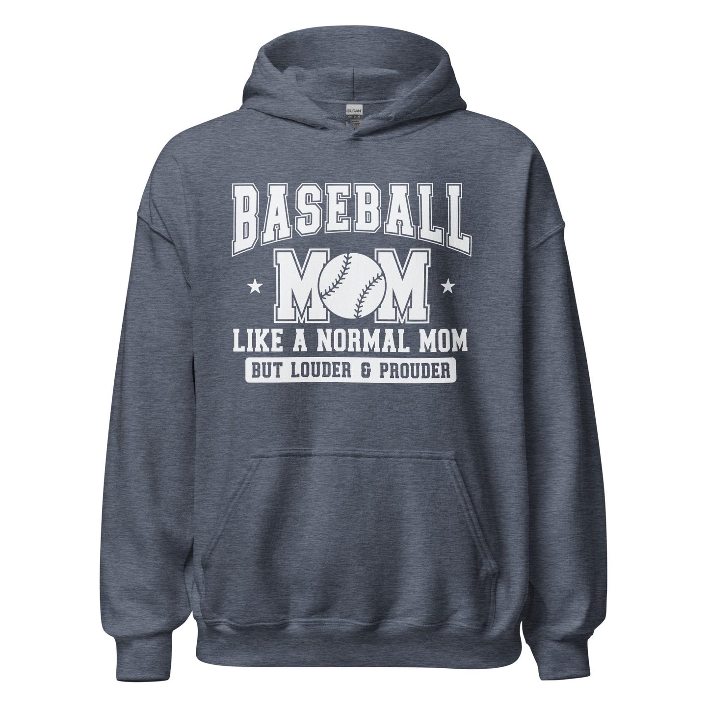 Baseball Mom Hoodie Like a Normal Mom But Louder and Prouder Heather Sport Dark Navy / S Spirit Gear Collective Hoodie