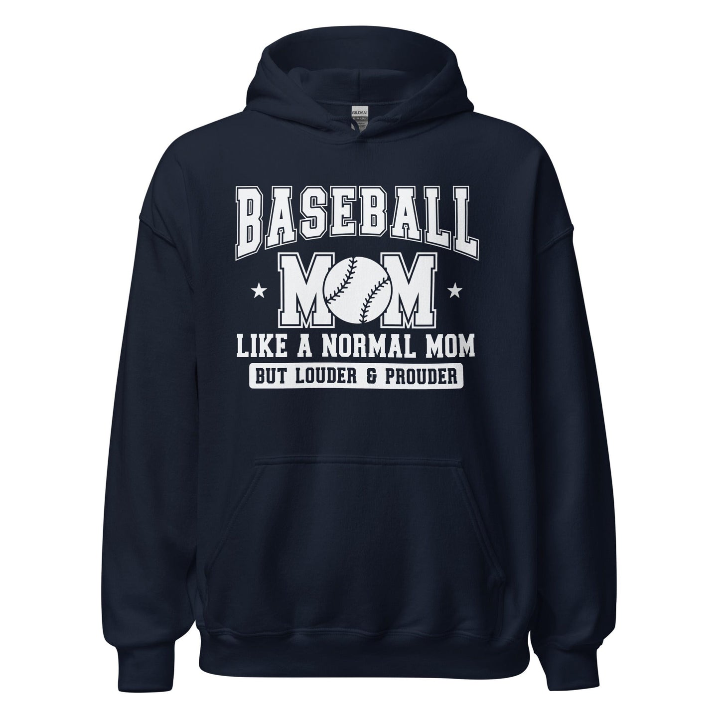 Baseball Mom Hoodie Like a Normal Mom But Louder and Prouder Navy / S Spirit Gear Collective Hoodie