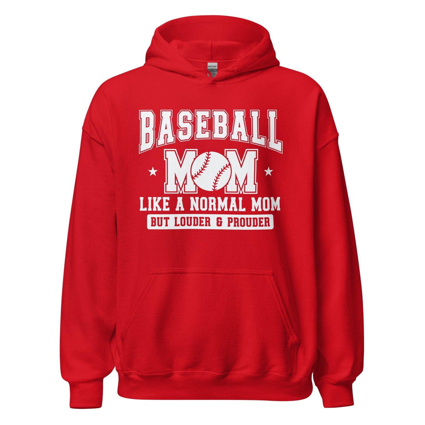 Baseball Mom Hoodie Like a Normal Mom But Louder and Prouder Red / S Spirit Gear Collective Hoodie