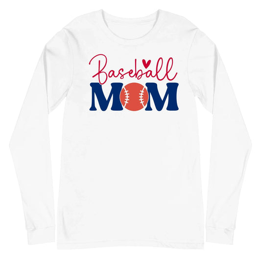 Baseball Mom Long Sleeve Shirt - Personalized Name & Jersey Number | Choose Front Graphic, Font & Color Custom Baseball Mom Long Sleeve Shirt / Athletic Heather / XS Spirit Gear Collective Custom Baseball Mom Long Sleeve Shirt