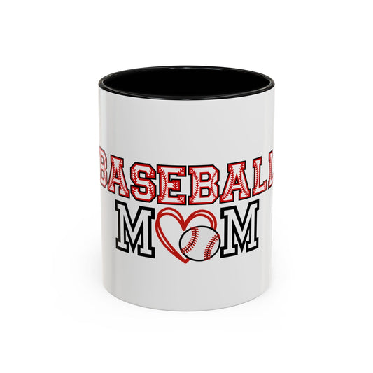 Baseball Mom Mug | Sports Mom Coffee Cup | Baseball Gift for Mom | Color Accent Mug | Mother’s Day Gift | Team Mom Mug 11oz / Black Printify Mug