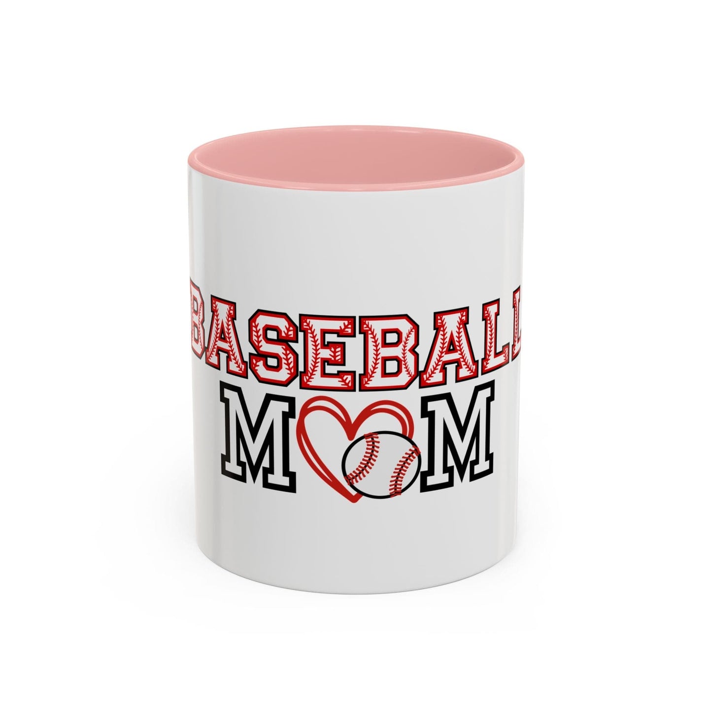 Baseball Mom Mug | Sports Mom Coffee Cup | Baseball Gift for Mom | Color Accent Mug | Mother’s Day Gift | Team Mom Mug 11oz / Pink Printify Mug