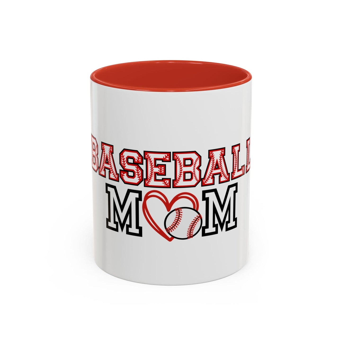 Baseball Mom Mug | Sports Mom Coffee Cup | Baseball Gift for Mom | Color Accent Mug | Mother’s Day Gift | Team Mom Mug 11oz / Red Printify Mug