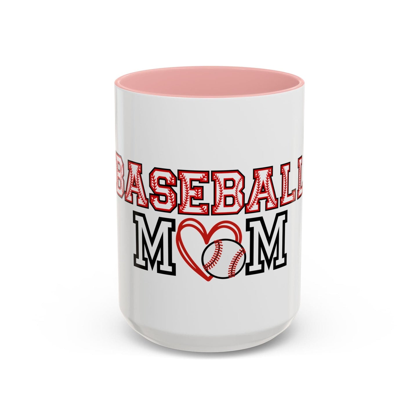 Baseball Mom Mug | Sports Mom Coffee Cup | Baseball Gift for Mom | Color Accent Mug | Mother’s Day Gift | Team Mom Mug 15oz / Pink Printify Mug