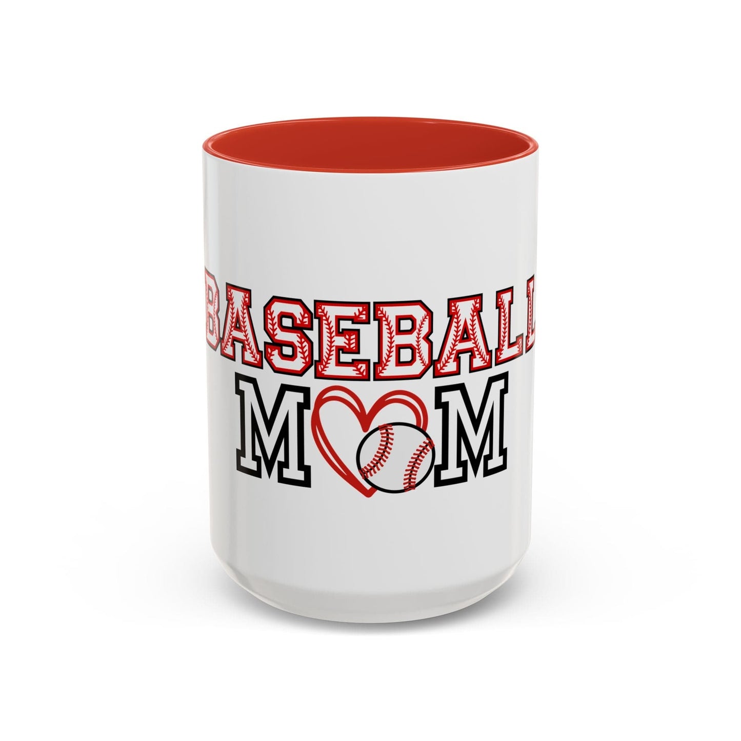 Baseball Mom Mug | Sports Mom Coffee Cup | Baseball Gift for Mom | Color Accent Mug | Mother’s Day Gift | Team Mom Mug 15oz / Red Printify Mug