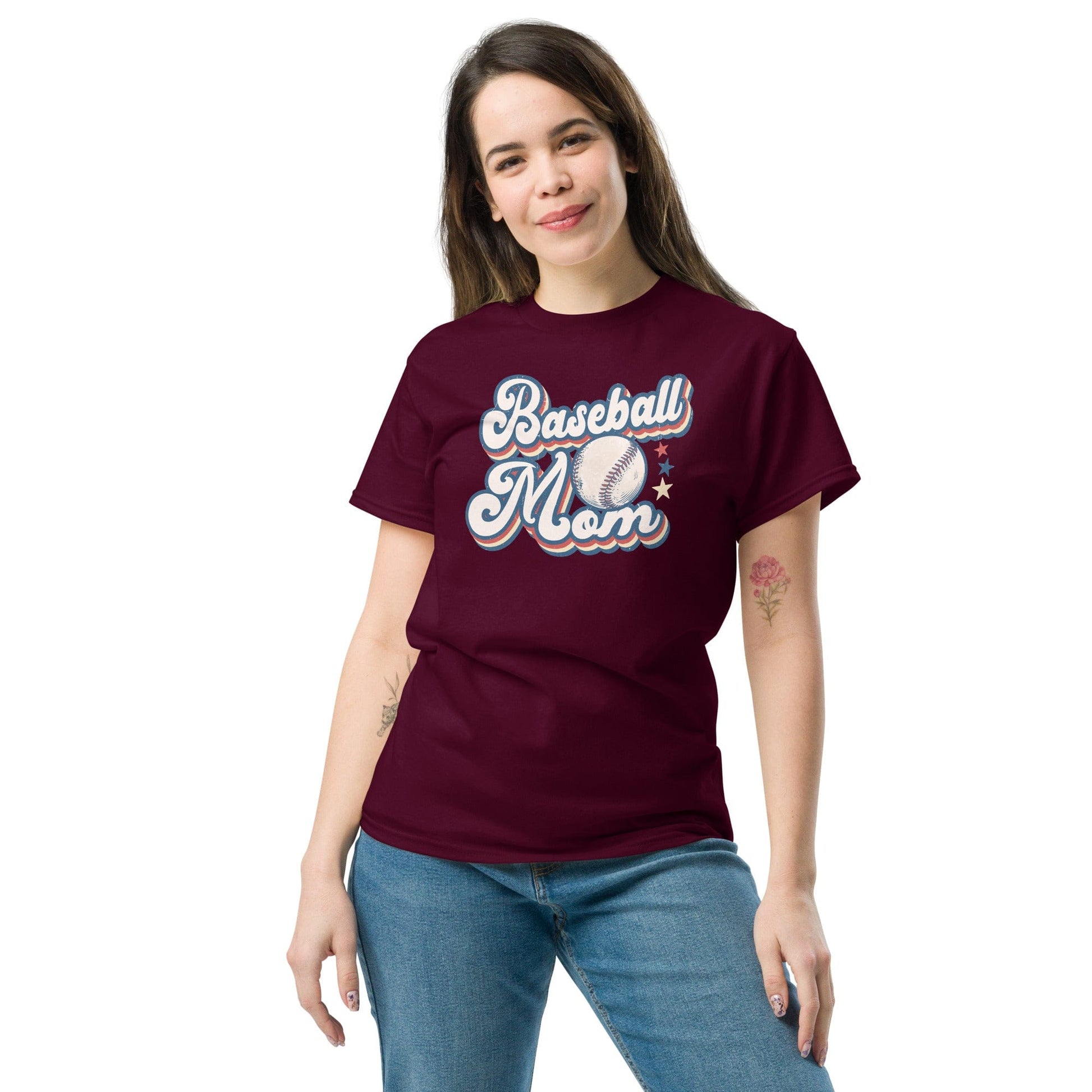Baseball Mom Retro Shirt – Baseball & Stars Graphic Spirit Gear Collective T-Shirt