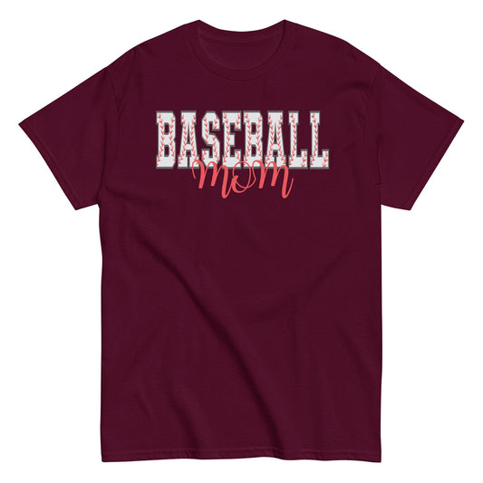 Baseball Mom Shirt – Baseball Block Letter Design Maroon / S Spirit Gear Collective T-Shirt