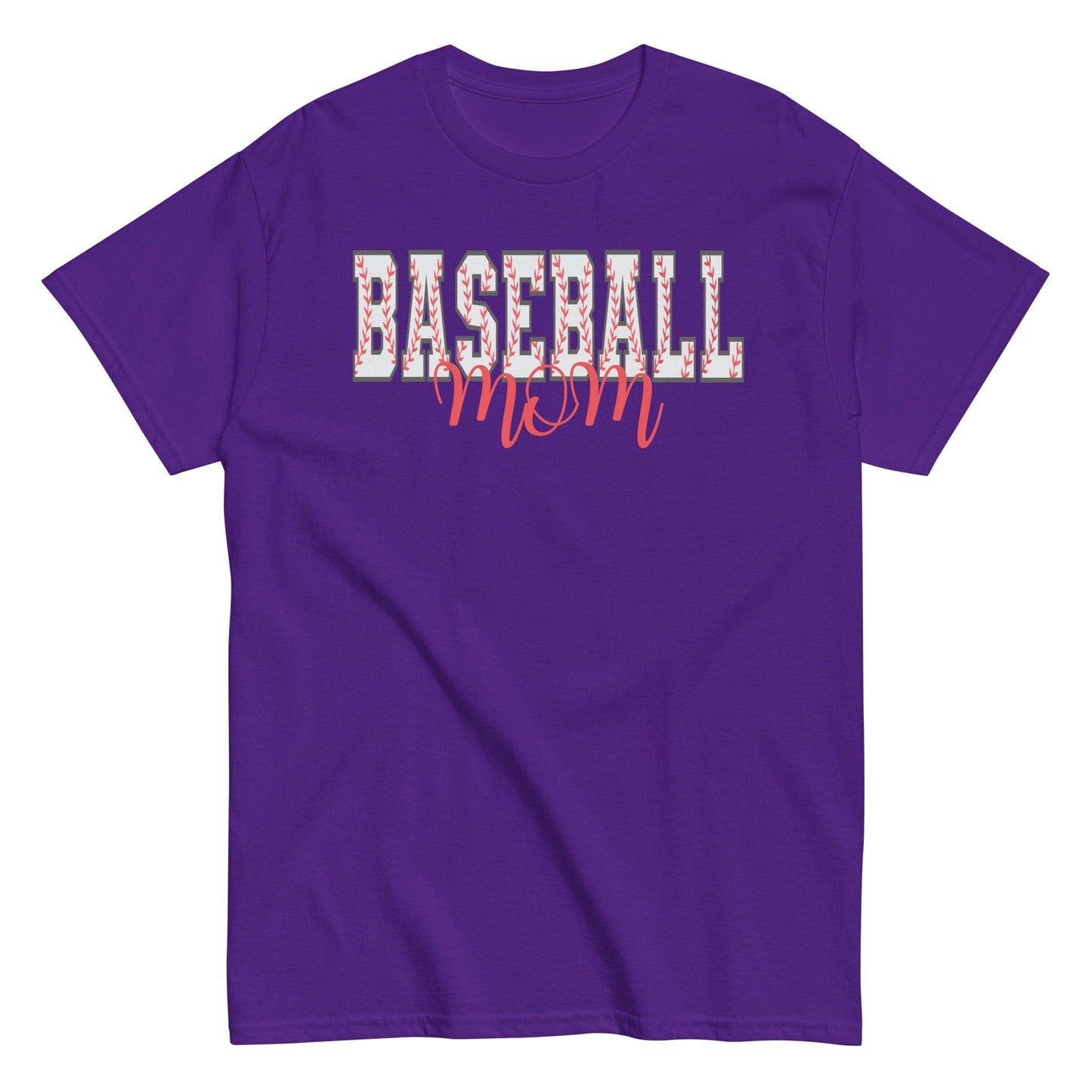 Baseball Mom Shirt – Baseball Block Letter Design Purple / S Spirit Gear Collective T-Shirt