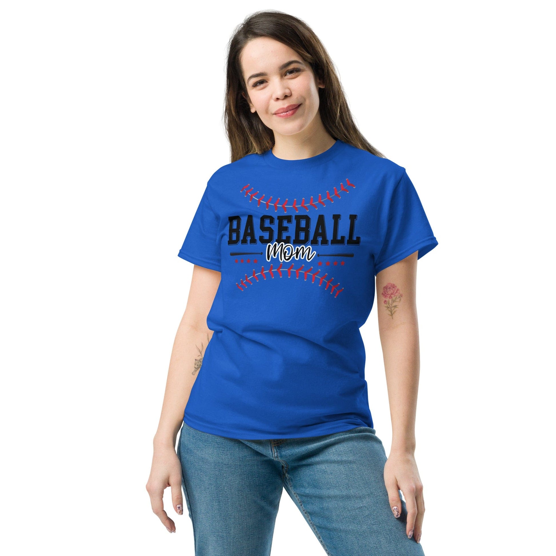 Baseball Mom Shirt with Red Baseball Stitching Design Natural / S