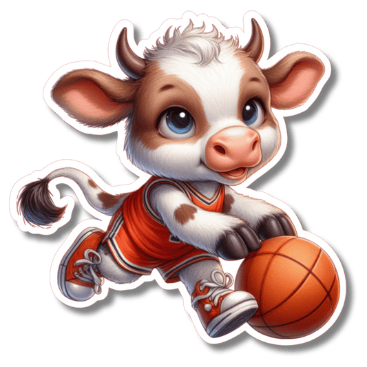 Basketball Cow Sticker Spirit Gear Collective Sticker