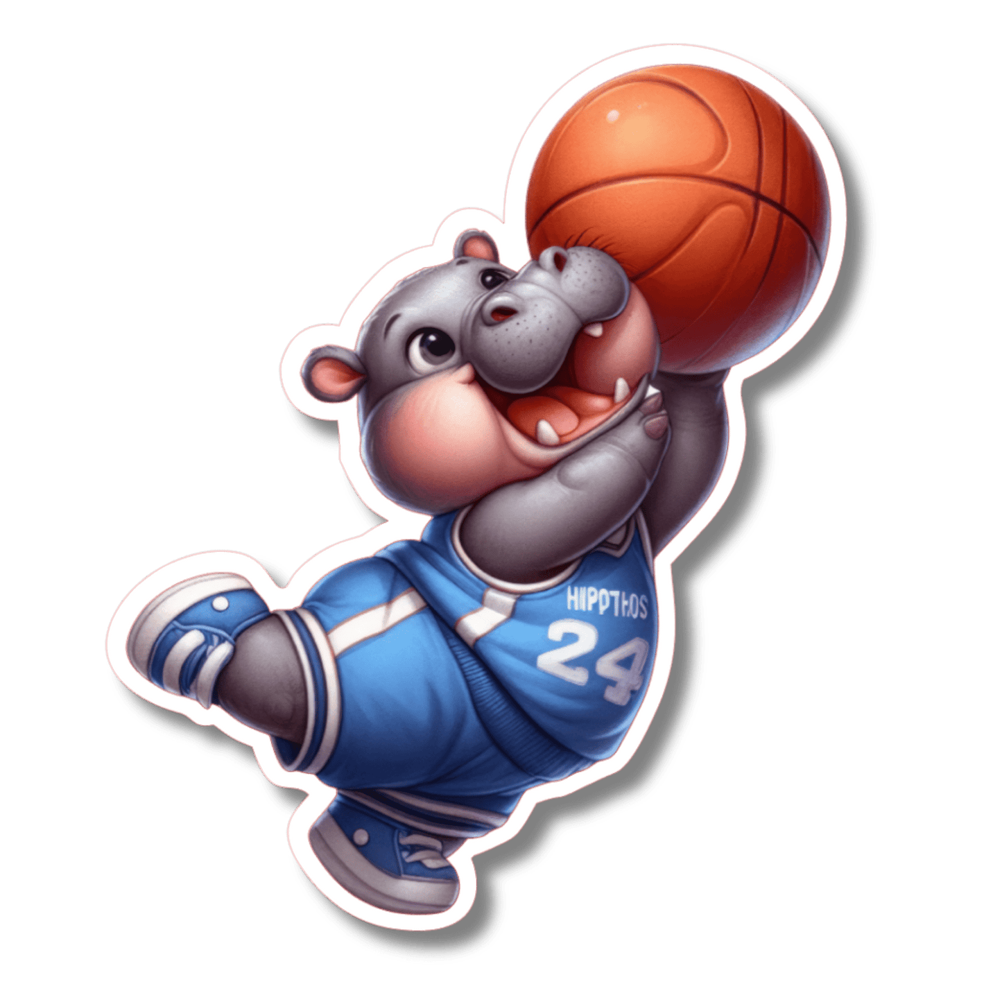 Basketball Hippo Sticker Spirit Gear Collective Sticker