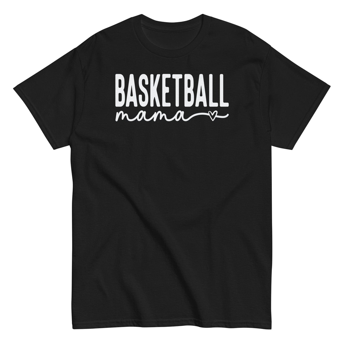 Basketball Mama Shirt with Heart - White Text Black / S Spirit Gear Collective T-Shirt