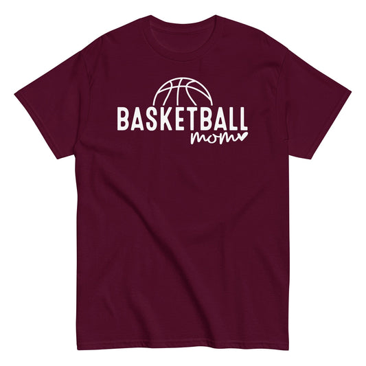 Basketball Mom Hoodie with Basketball and Heart - White Text Maroon / S Spirit Gear Collective