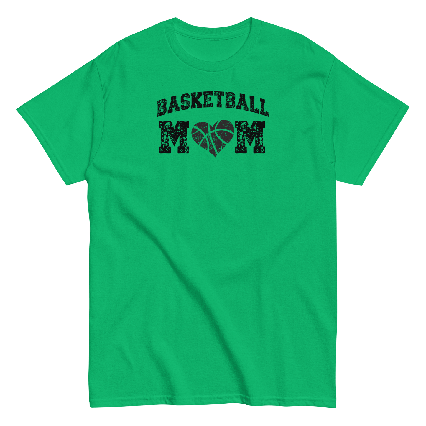 Basketball Mom Shirt with Basketball Heart - Black Text Irish Green / S Spirit Gear Collective T-Shirt