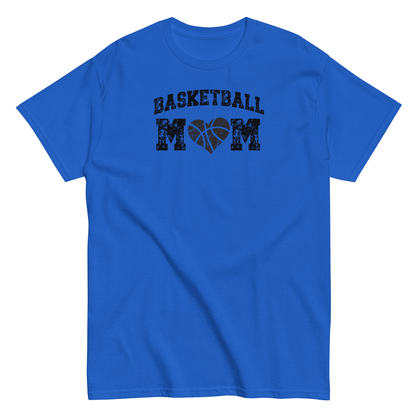 Basketball Mom Shirt with Basketball Heart - Black Text Royal / S Spirit Gear Collective T-Shirt