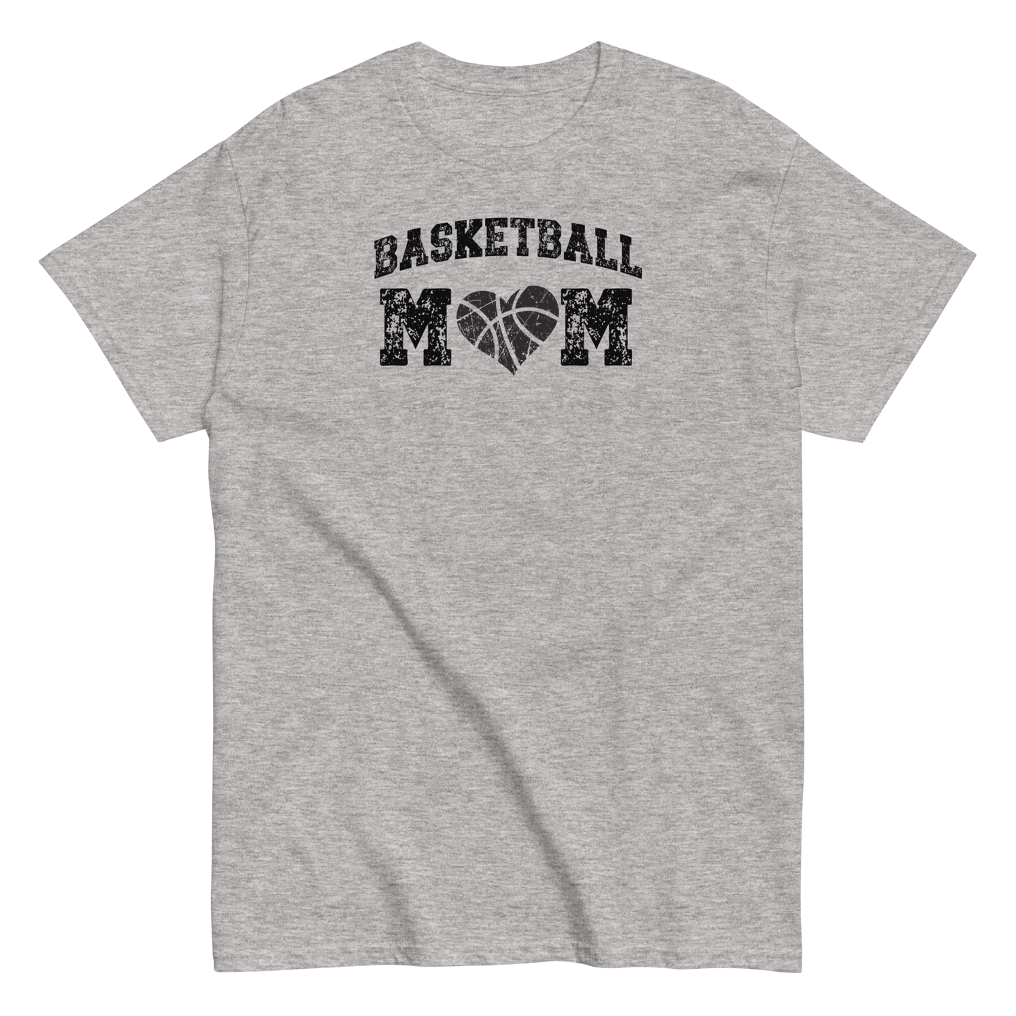Basketball Mom Shirt with Basketball Heart - Black Text Sport Grey / S Spirit Gear Collective T-Shirt