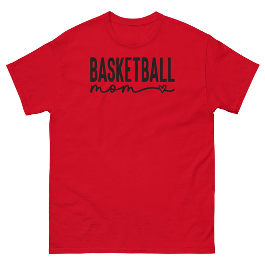 Basketball Mom Shirt with Heart - Black Text Red / S Spirit Gear Collective T-Shirt