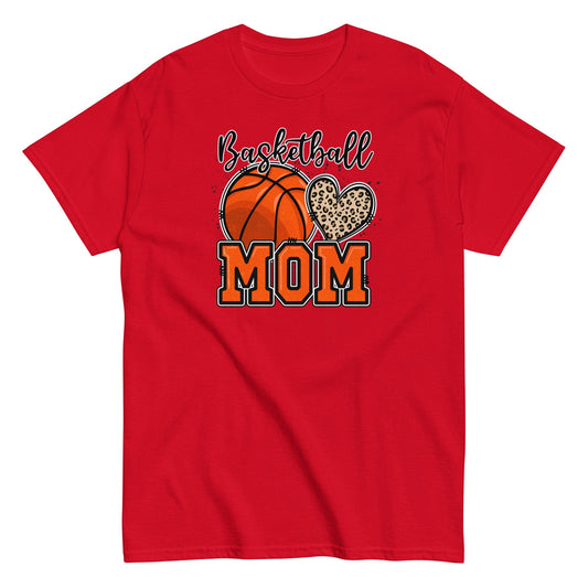 Basketball Mom Shirt with Leopard Heart Red / S Spirit Gear Collective T-Shirt