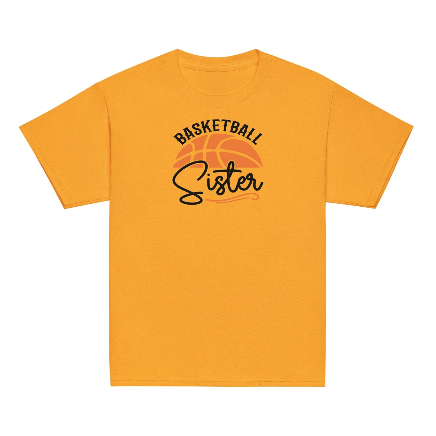 Basketball Sister Graphic Tee – Game Day Sibling Support Shirt Gold / XS Spirit Gear Collective Basketball Sister Shirt