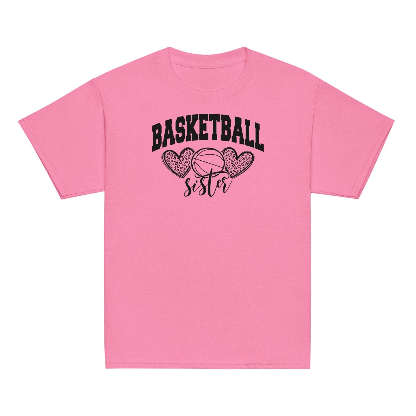 Basketball Sister Shirt | Leopard Hearts Basketball Tee Azalea / XS Spirit Gear Collective Basketball Sister Shirt