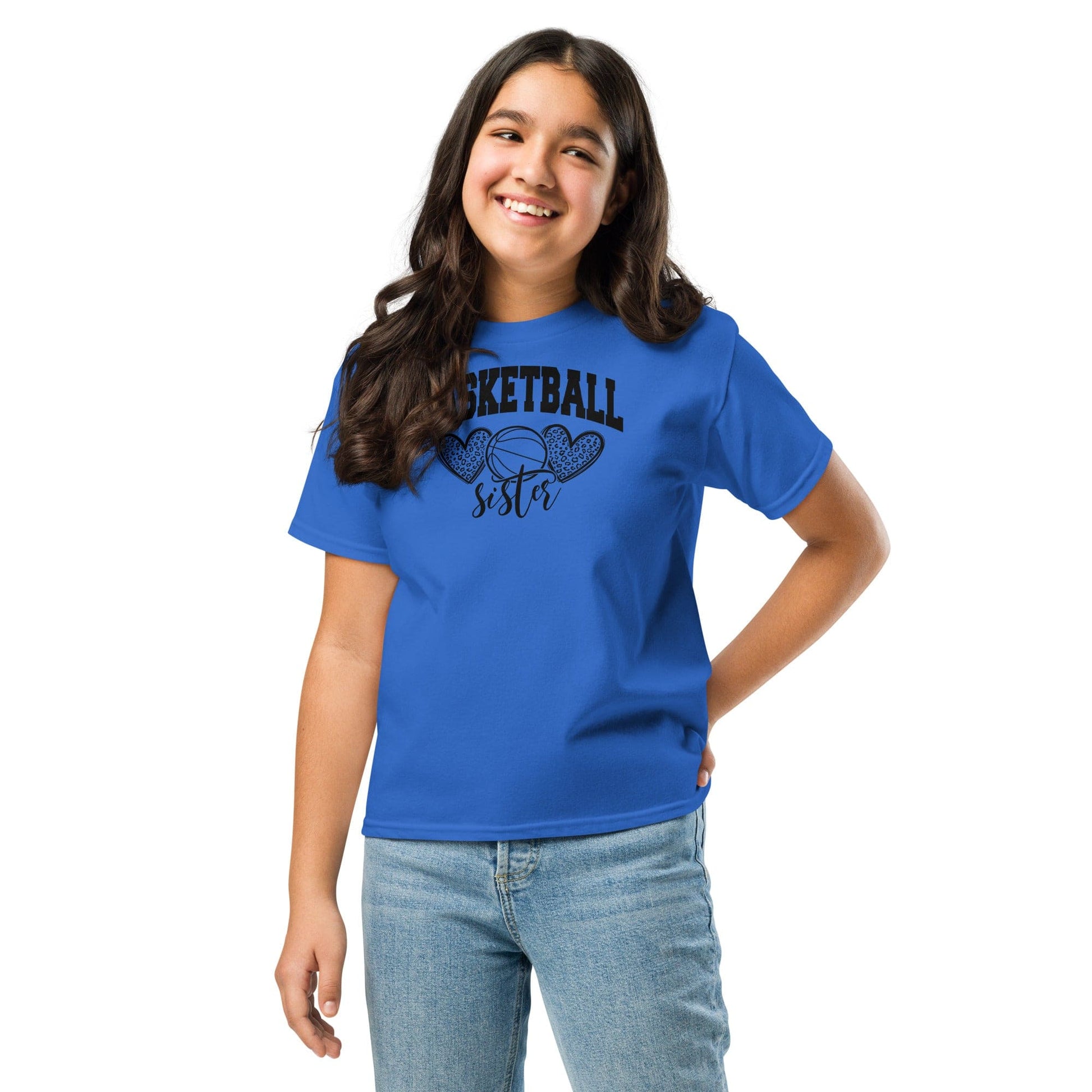 Basketball Sister Shirt | Leopard Hearts Basketball Tee Spirit Gear Collective Basketball Sister Shirt