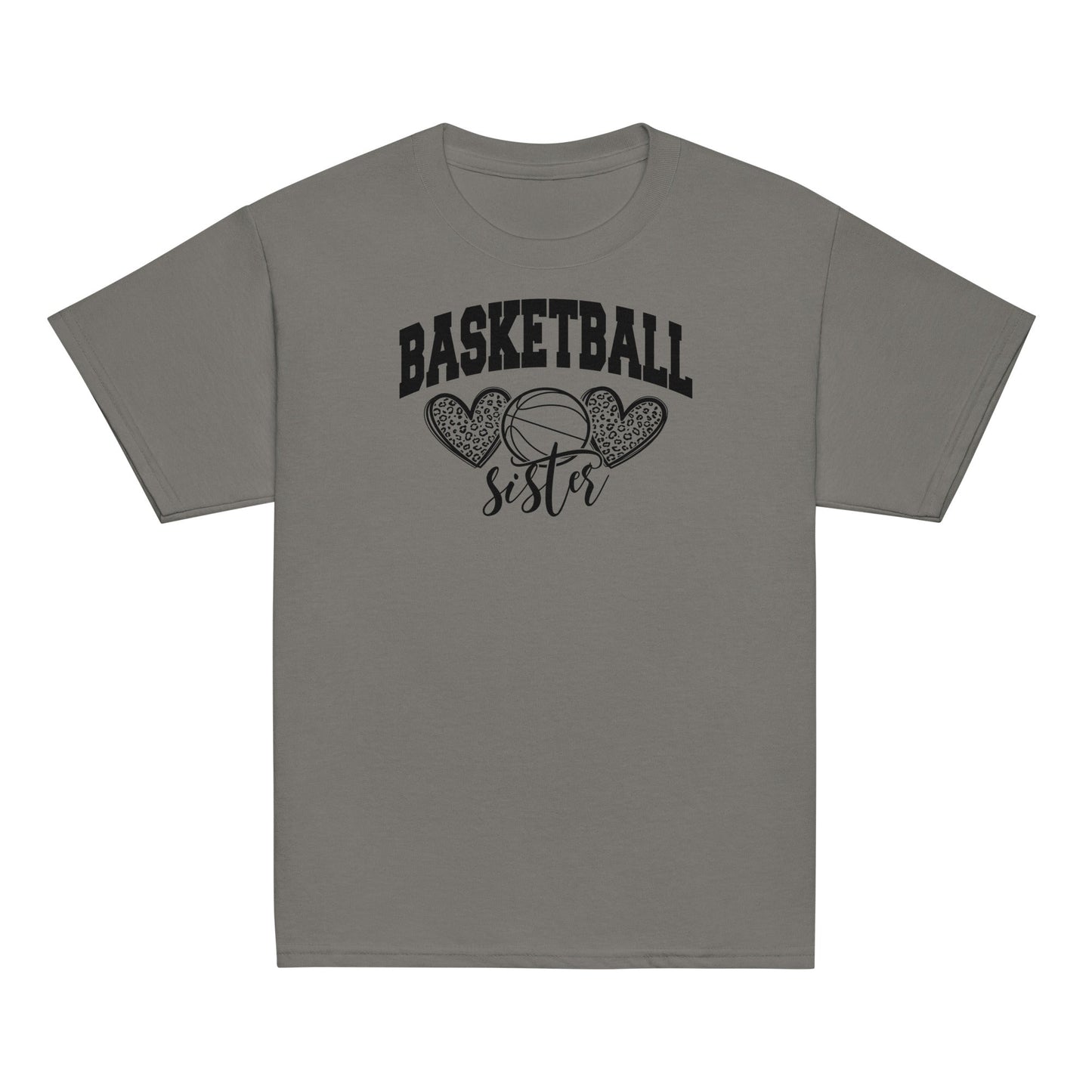 Basketball Sister Shirt | Leopard Hearts Basketball Tee Charcoal / XS Spirit Gear Collective Basketball Sister Shirt
