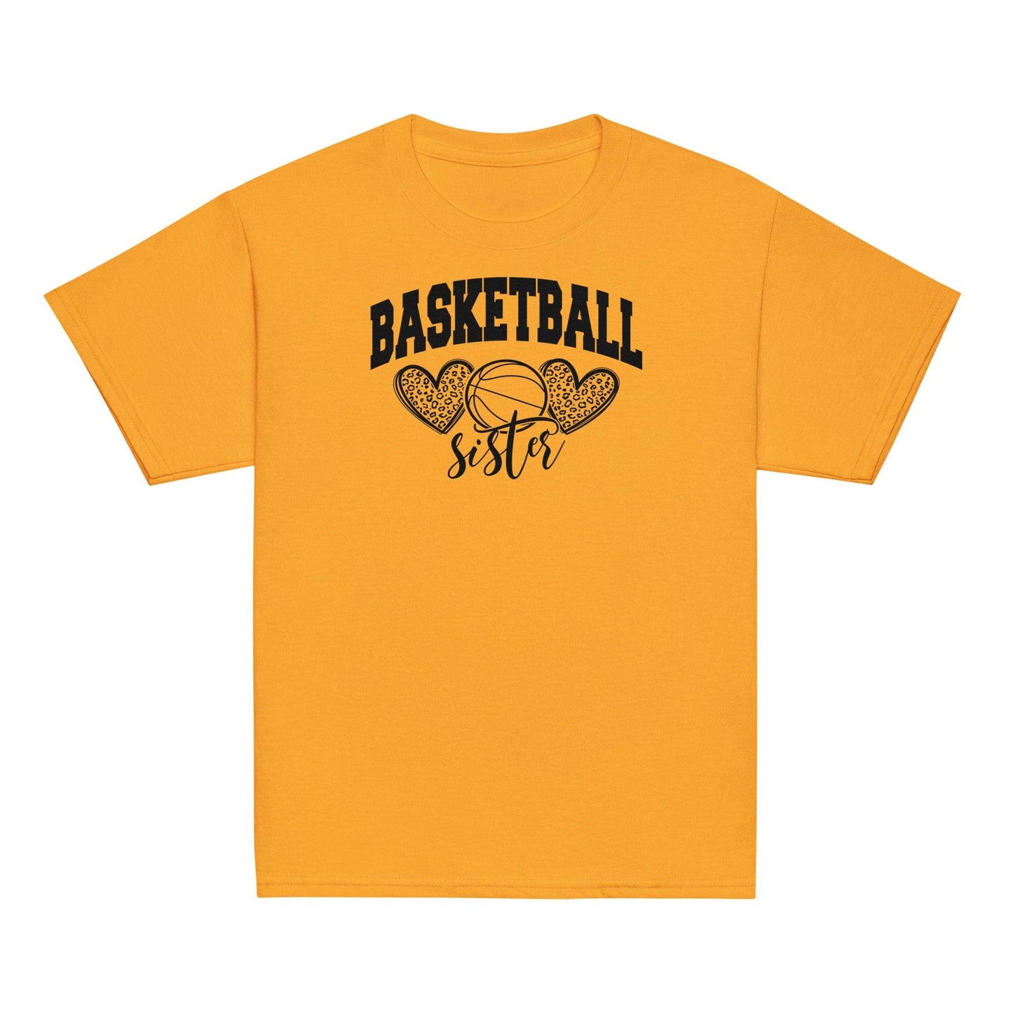 Basketball Sister Shirt | Leopard Hearts Basketball Tee Gold / XS Spirit Gear Collective Basketball Sister Shirt