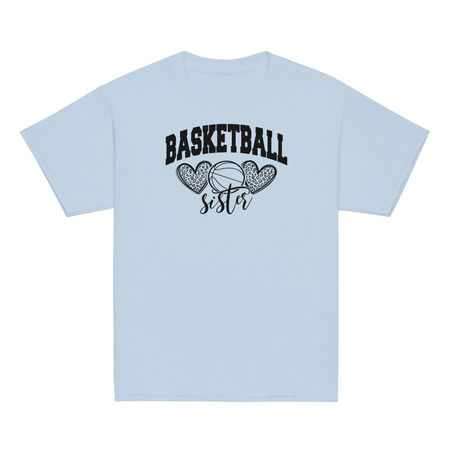 Basketball Sister Shirt | Leopard Hearts Basketball Tee Light Blue / XS Spirit Gear Collective Basketball Sister Shirt