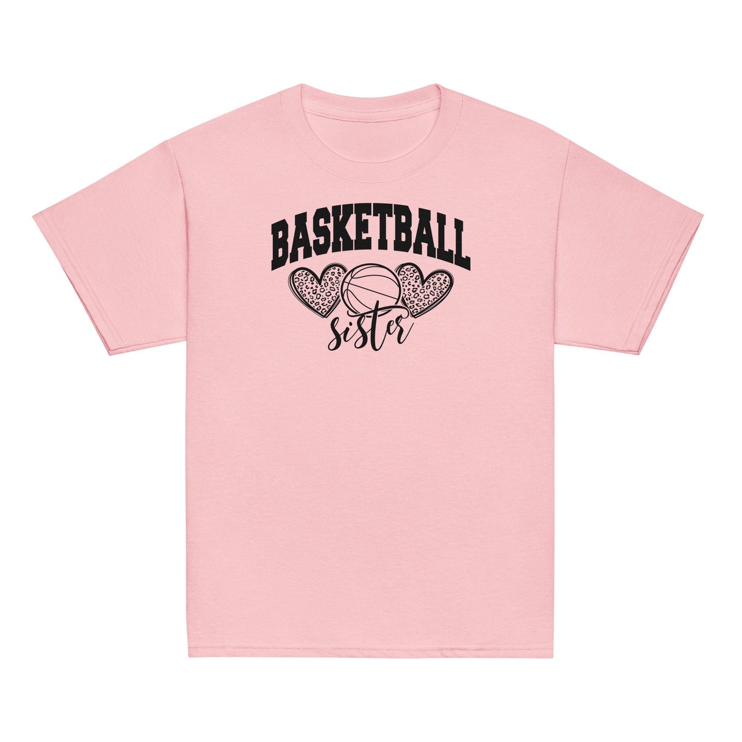 Basketball Sister Shirt | Leopard Hearts Basketball Tee Light Pink / XS Spirit Gear Collective Basketball Sister Shirt
