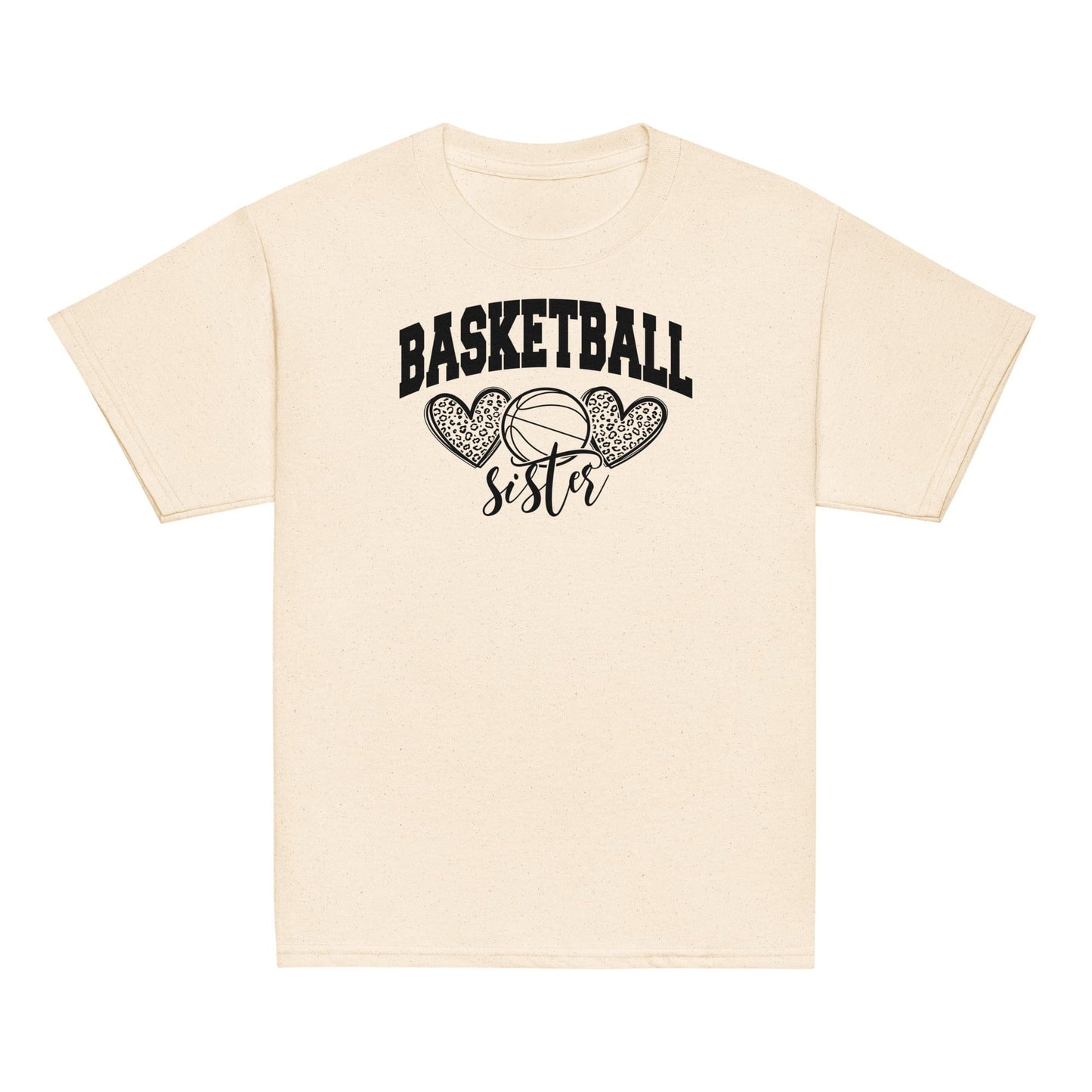 Basketball Sister Shirt | Leopard Hearts Basketball Tee Natural / XS Spirit Gear Collective Basketball Sister Shirt