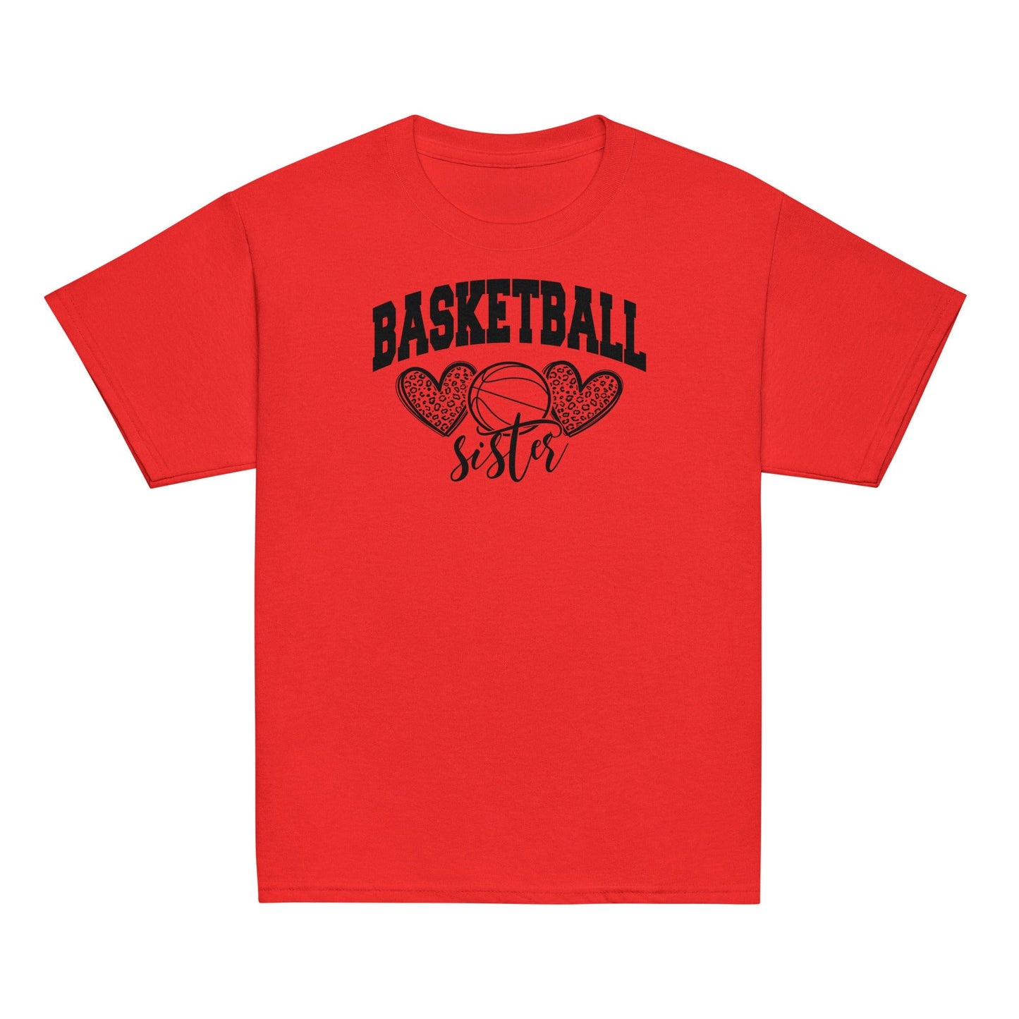 Basketball Sister Shirt | Leopard Hearts Basketball Tee Red / XS Spirit Gear Collective Basketball Sister Shirt
