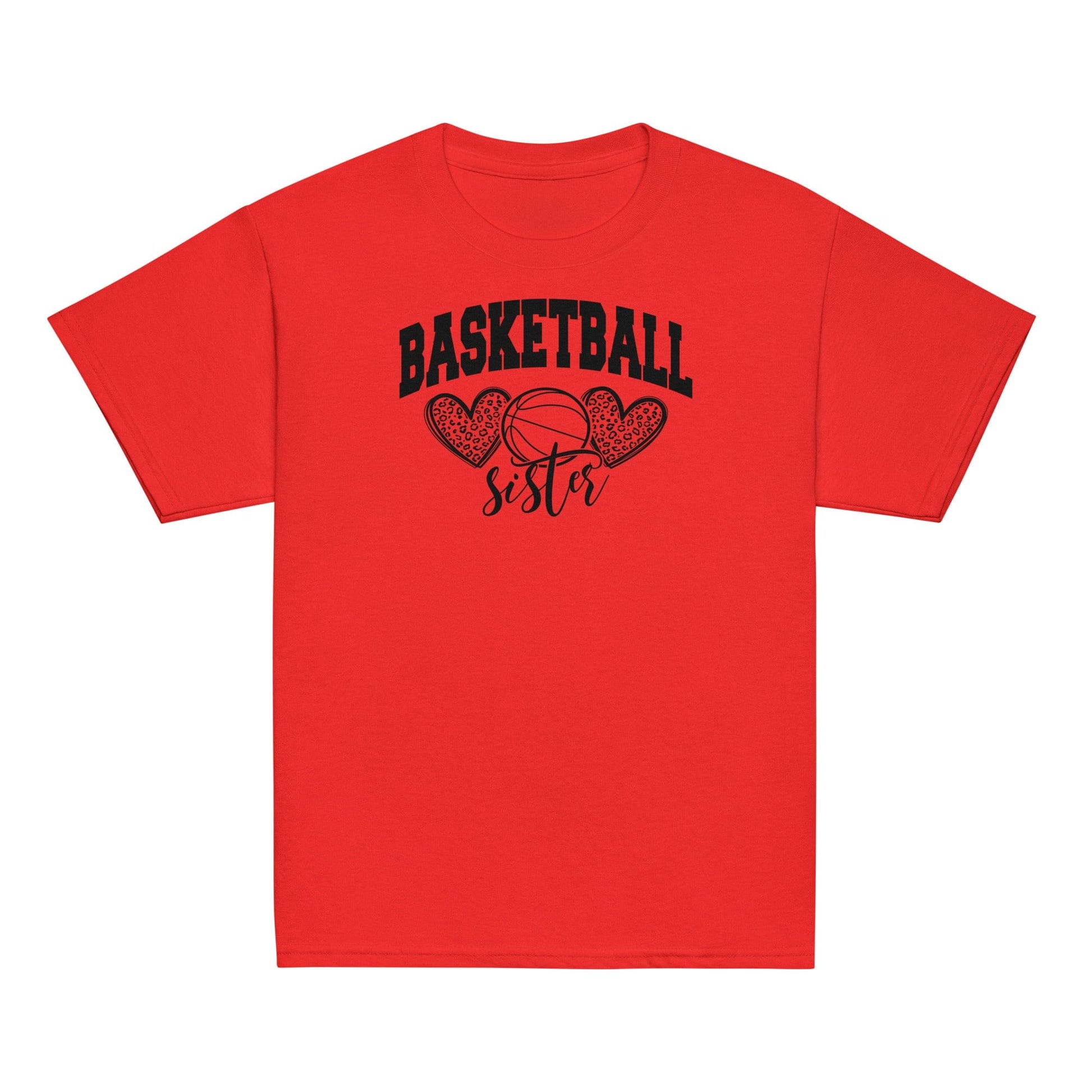 Basketball Sister Shirt | Leopard Hearts Basketball Tee Red / XS Spirit Gear Collective Basketball Sister Shirt