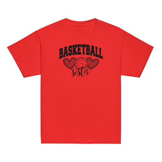Basketball Sister Shirt | Leopard Hearts Basketball Tee Red / XS Spirit Gear Collective Basketball Sister Shirt