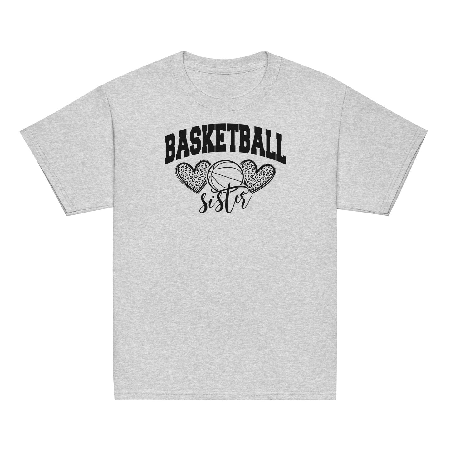 Basketball Sister Shirt | Leopard Hearts Basketball Tee Sport Grey / XS Spirit Gear Collective Basketball Sister Shirt