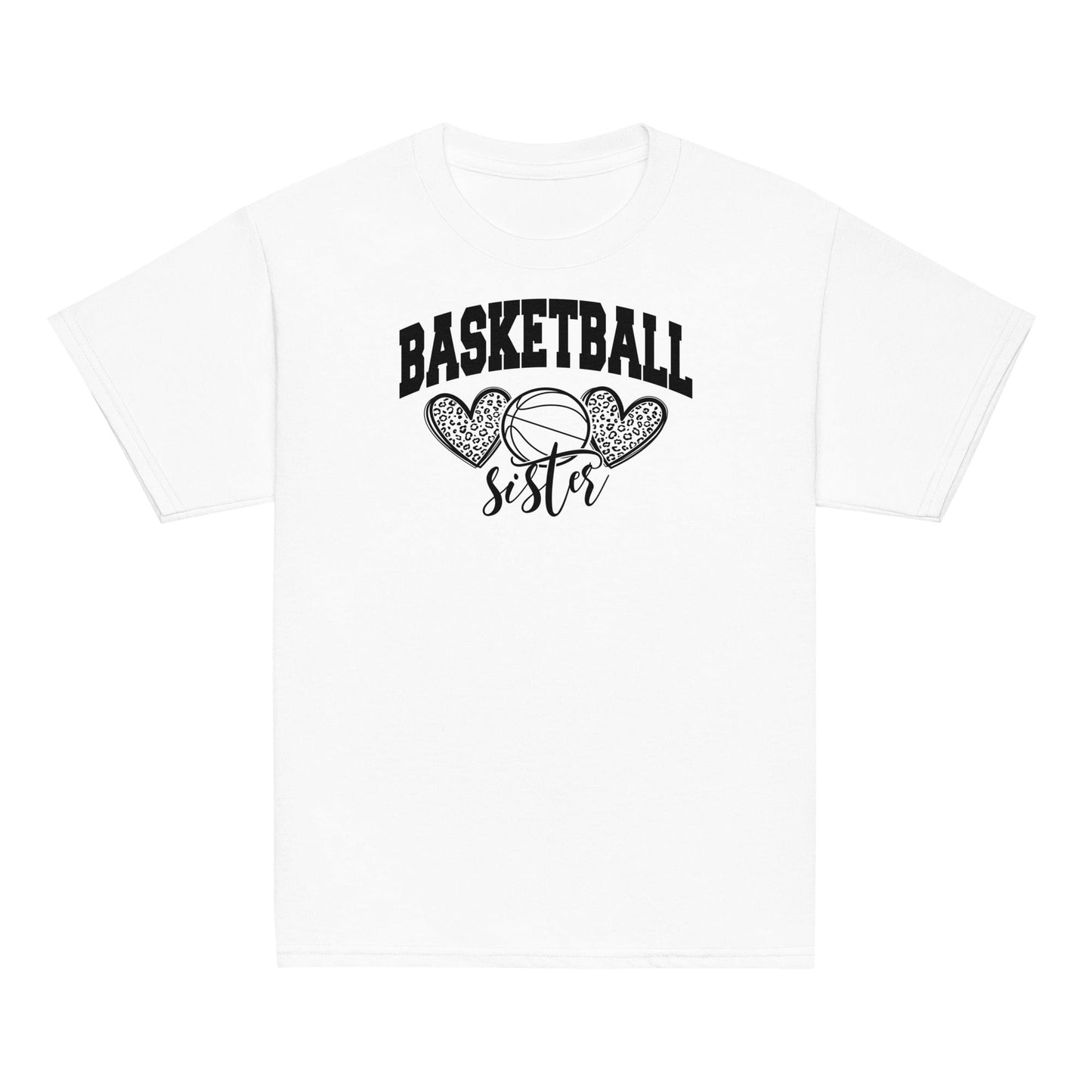Basketball Sister Shirt | Leopard Hearts Basketball Tee White / XS Spirit Gear Collective Basketball Sister Shirt