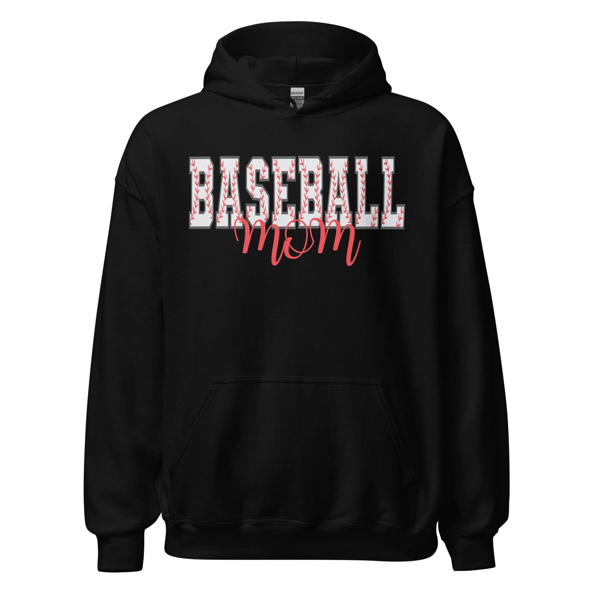 Bold Baseball Mom Hoodie –  Baseball Block Letter Design Black / S Spirit Gear Collective Hoodie