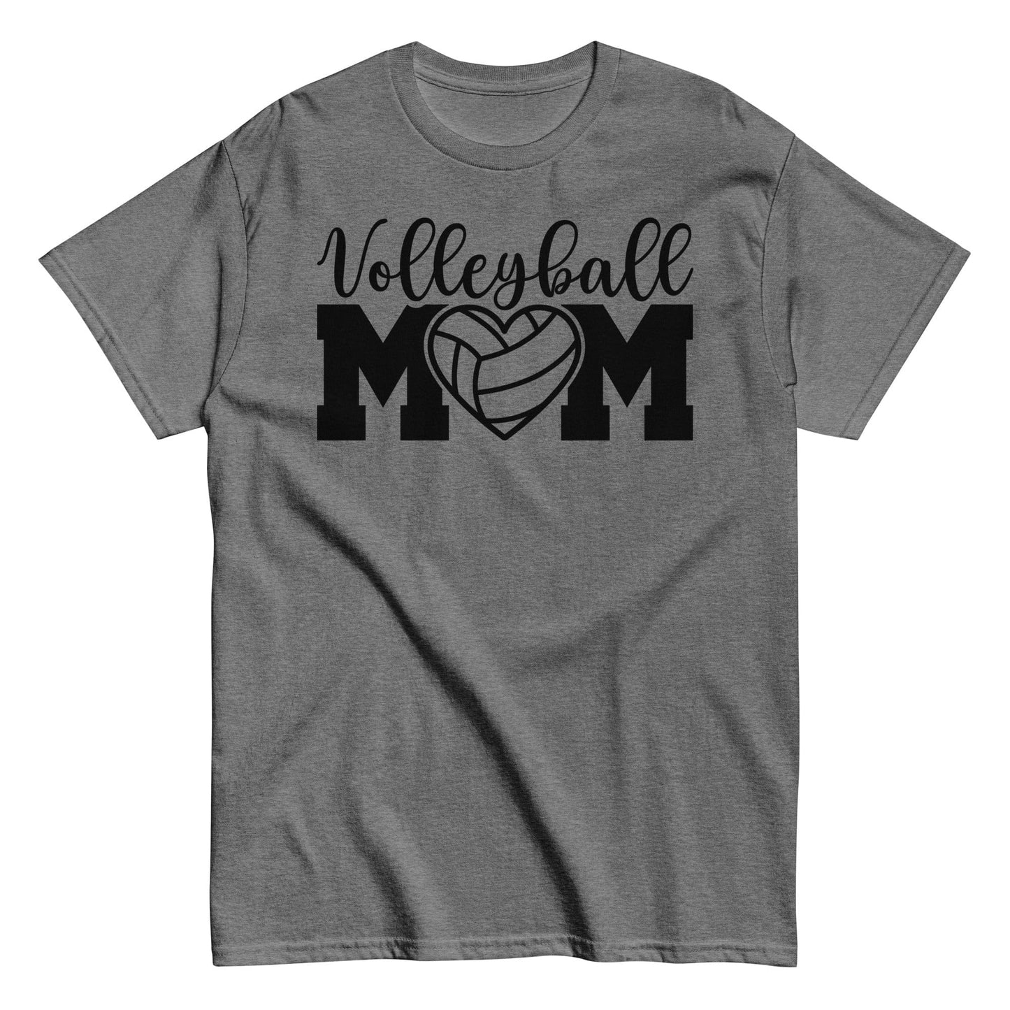 Bold Volleyball MOM Tee with Heart Graphic Graphite Heather / S Spirit Gear Collective T-Shirt