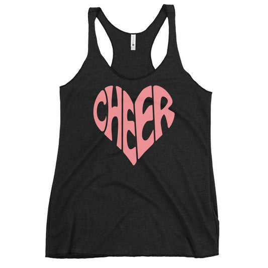 Cheer Heart Tank Top – Cute Cheerleading Heart Design Racerback Vintage Black / XS Spirit Gear Collective tank top